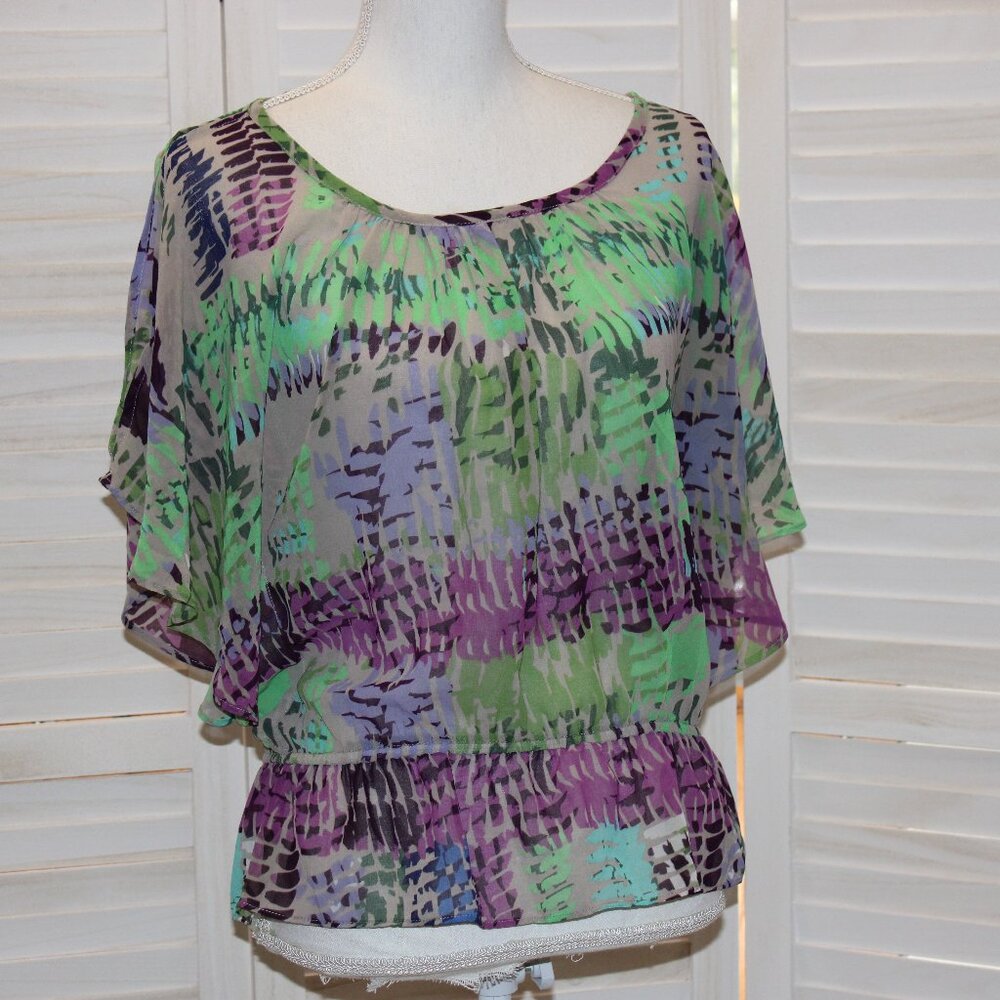 XXI Vintage Style Butterfly Top Pastel Multicolor Small S/P Festival Boho